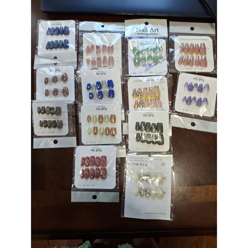 Assorted Press On Nails. Sizes XS-L. 13 SETS. GREAT DEAL! UNDER $1 PER SET!